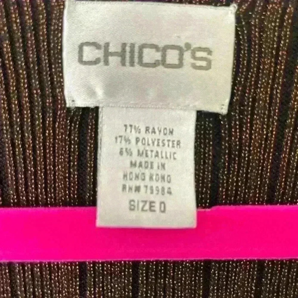 CHICOS Chocolate Copper Sparkly V- Neck Sweater - A73 - Picture 2 of 4